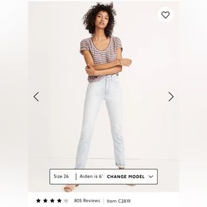 Madewell- The Perfect Vintage Jean in Fitzgerald Wash.